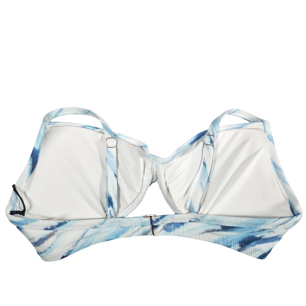 NWT Shade & Shore‎ Bikini Top Womens 38DD Blue Tie Dye Ribbed Underwire Swimwear - Picture 3 of 11